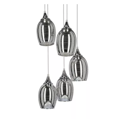 Závesné moderné osvetlenie MARINA - 5xE27, 60W, chrómované