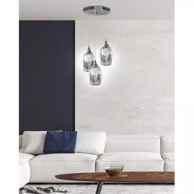 Závesné moderné osvetlenie MARINA - 3xE27, 60W, chrómované