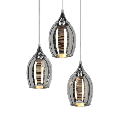 Závesné moderné osvetlenie MARINA - 3xE27, 60W, chrómované