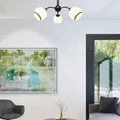 Moderné závesné trojramenné svietidlo MARINEN - 3xE27, 40W, čierne / biele