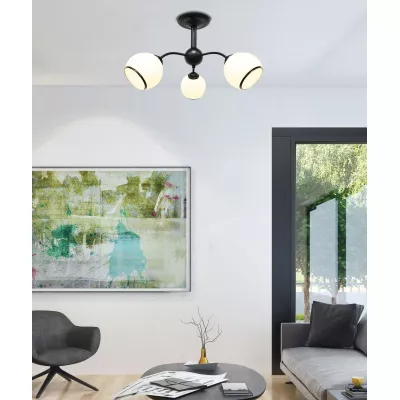 Moderné závesné trojramenné svietidlo MARINEN - 3xE27, 40W, čierne / biele