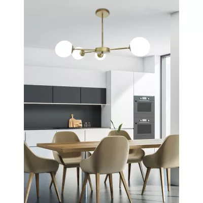 Závesné moderné svietidlo MATI - 4xG9, 20W, mosadzné / biele