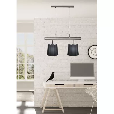 Závesné osvetlenie nad jedálenský stôl MILONGA - 2xE27, 60W, strieborné/čierne