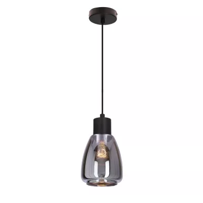 Moderné závesné osvetlenie MOLDO - 1xE27, 40W, čierna / dymové sklo