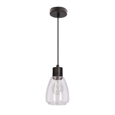 Moderné závesné osvetlenie MOLDO - 1xE27, 40W, čierna / číre sklo
