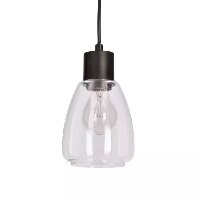 Moderné závesné osvetlenie MOLDO - 1xE27, 40W, čierna / číre sklo