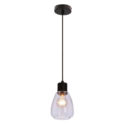 Moderné závesné osvetlenie MOLDO - 1xE27, 40W, čierna / číre sklo
