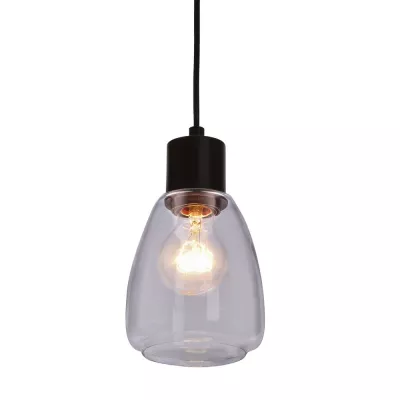 Moderné závesné osvetlenie MOLDO - 1xE27, 40W, čierna / číre sklo