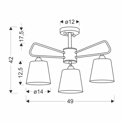 Závesné trojramenné osvetlenie MORLEY - 3xE14, 60W, čierne / biele
