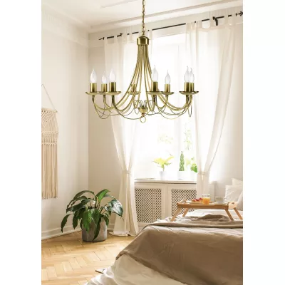 Klasický závesný luster na reťazi MUZA - 8xE14, 40W, patina