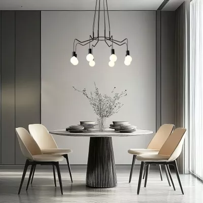 Závesné designové osvetlenie BASSO - 8xE27, 40W, matné čierne