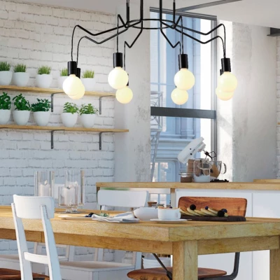 Závesné designové osvetlenie BASSO - 8xE27, 40W, matné čierne