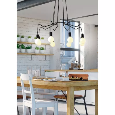 Závesné designové osvetlenie BASSO - 8xE27, 40W, matné čierne
