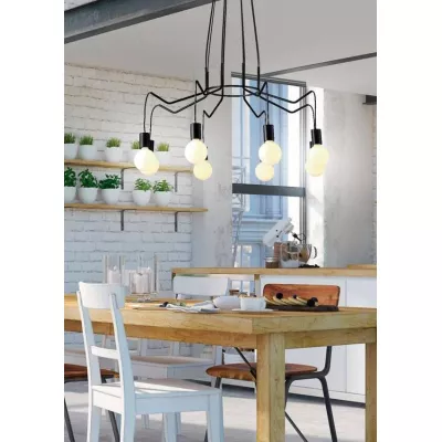 Závesné designové osvetlenie BASSO - 8xE27, 40W, matné čierne