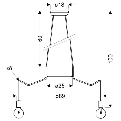 Závesné designové osvetlenie BASSO - 8xE27, 40W, matné čierne