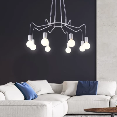 Závesné designové osvetlenie BASSO - 8xE27, 40W, matné biele