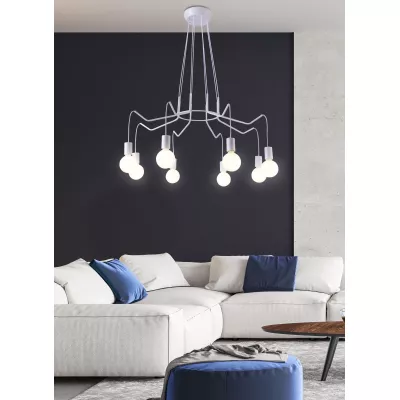 Závesné designové osvetlenie BASSO - 8xE27, 40W, matné biele
