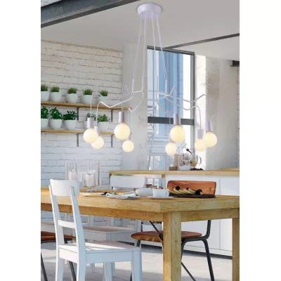 Závesné designové osvetlenie BASSO - 8xE27, 40W, matné biele