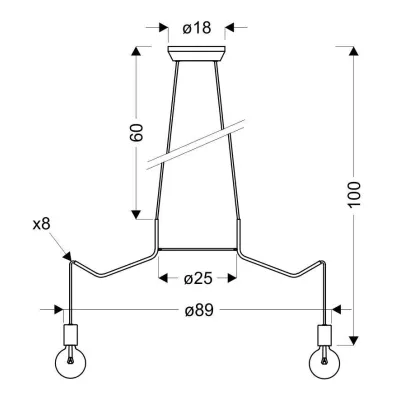Závesné designové osvetlenie BASSO - 8xE27, 40W, matné biele