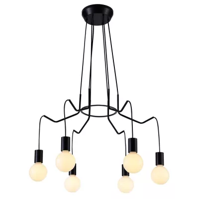 Závesné designové osvetlenie BASSO - 6xE27, 40W, matné čierne