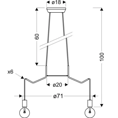 Závesné designové osvetlenie BASSO - 6xE27, 40W, matné čierne