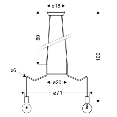 Závesné designové osvetlenie BASSO - 6xE27, 40W, matné biele