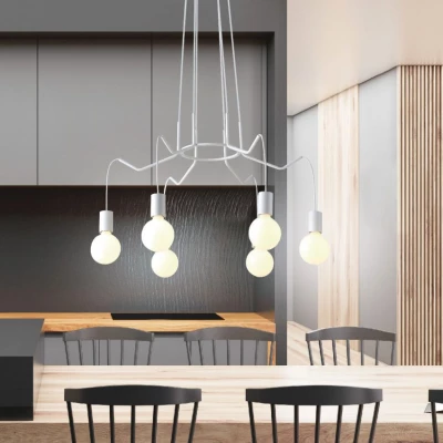 Závesné designové osvetlenie BASSO - 6xE27, 40W, matné biele
