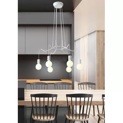 Závesné designové osvetlenie BASSO - 6xE27, 40W, matné biele