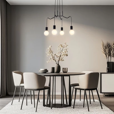 Závesné designové osvetlenie BASSO - 4xE27, 40W, matné čierne