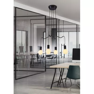 Závesné designové osvetlenie BASSO - 4xE27, 40W, matné čierne