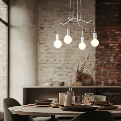Závesné designové osvetlenie BASSO - 4xE27, 40W, matné biele