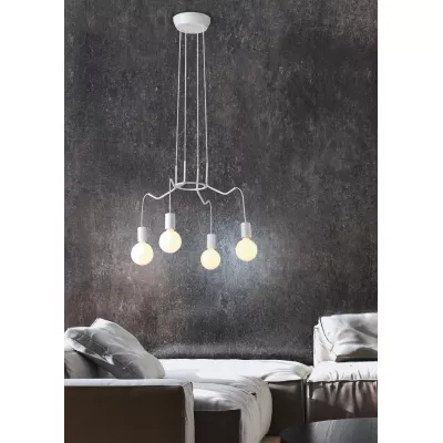 Závesné designové osvetlenie BASSO - 4xE27, 40W, matné biele