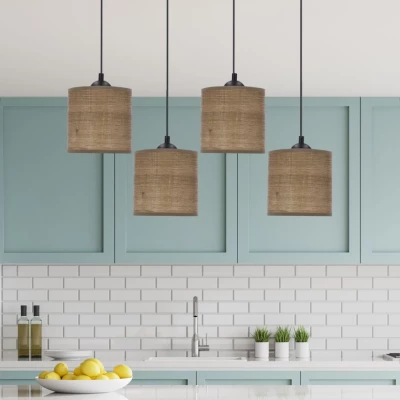 Škandinávske závesné svetlo and jedálenský stôl LEGNO - 4xE27, 40W, orech / čierne