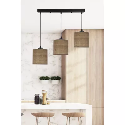 Škandinávske závesné svetlo and jedálenský stôl LEGNO - 3xE27, 40W, orech / čierne
