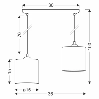 Škandinávske závesné svetlo and jedálenský stôl LEGNO - 2xE27, 40W, orech / čierne