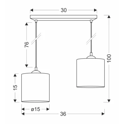 Škandinávske závesné svetlo and jedálenský stôl LEGNO - 2xE27, 40W, orech / čierne