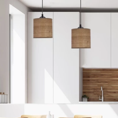 Škandinávske závesné svetlo and jedálenský stôl LEGNO - 2xE27, 40W, orech / čierne