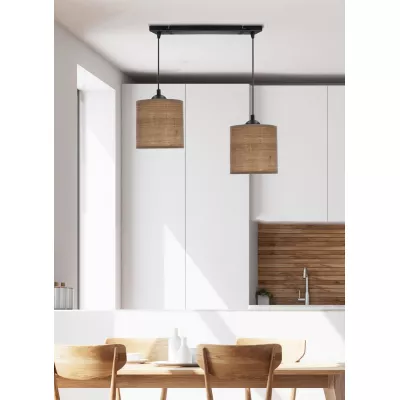 Škandinávske závesné svetlo and jedálenský stôl LEGNO - 2xE27, 40W, orech / čierne