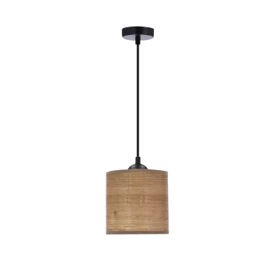 Škandinávske závesné osvetlenie LEGNO - 1xE27, 40W, 15cm, okrúhle, orech/čierne