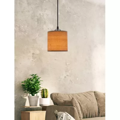 Škandinávske závesné osvetlenie LEGNO - 1xE27, 40W, 15cm, okrúhle, orech/čierne