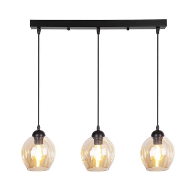 Závesné designové svietidlo nad jedálenský stôl ASPA - 3xE27, 40W, čierne / jantárové