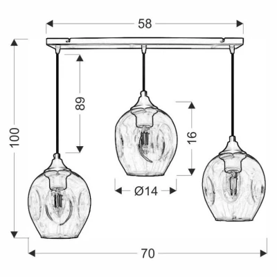 Závesné designové svietidlo nad jedálenský stôl ASPA - 3xE27, 40W, čierne / jantárové