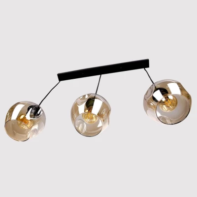 Závesné designové svietidlo nad jedálenský stôl ASPA - 3xE27, 40W, čierne / jantárové