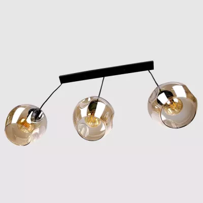 Závesné designové svietidlo nad jedálenský stôl ASPA - 3xE27, 40W, čierne / jantárové