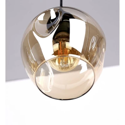 Závesné designové svietidlo nad jedálenský stôl ASPA - 3xE27, 40W, čierne / jantárové