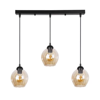 Závesné designové svietidlo nad jedálenský stôl ASPA - 3xE27, 40W, čierne / jantárové