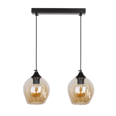 Závesné designové svietidlo nad jedálenský stôl ASPA - 2xE27, 40W, čierne / jantárové