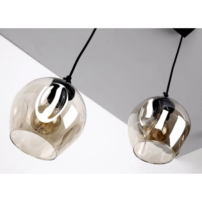 Závesné designové svietidlo nad jedálenský stôl ASPA - 2xE27, 40W, čierne / jantárové