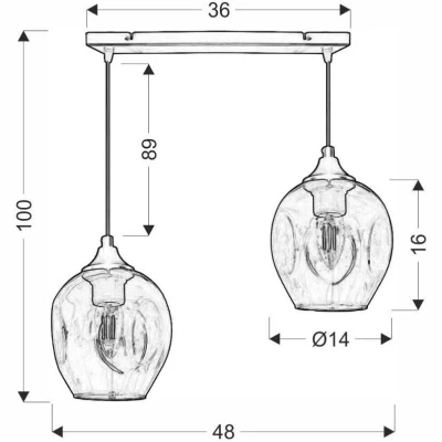 Závesné designové svietidlo nad jedálenský stôl ASPA - 2xE27, 40W, čierne / jantárové