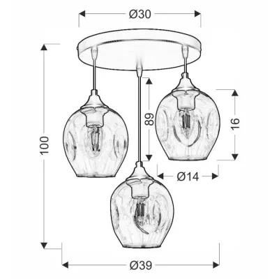Závesné designové svietidlo ASPA - 3xE27, 40W, čierne / jantárové